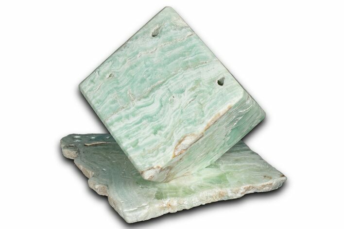 Polished Blue Caribbean Calcite Cube with Base - Pakistan #338316